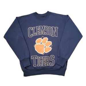 Vintage 80s 90s Clemson Tigers Sz S-M Mens Blue Crewneck Sweatshirt NCAA